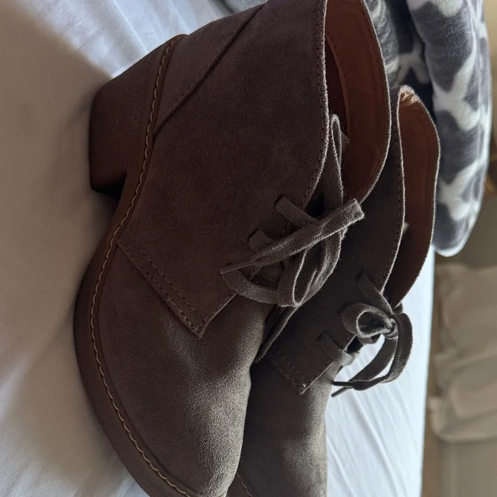 Suede Lace-Up Boots - Brown - Picture 2 of 4